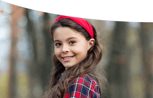 a girl in a red headband