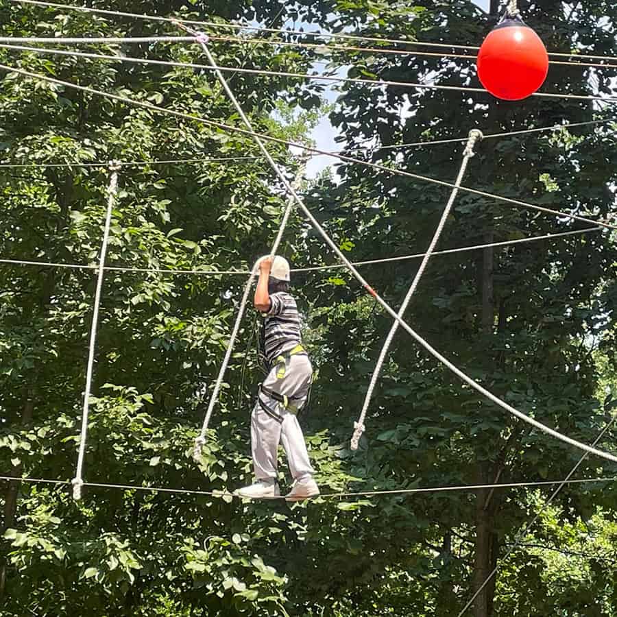 Child on a ropes course